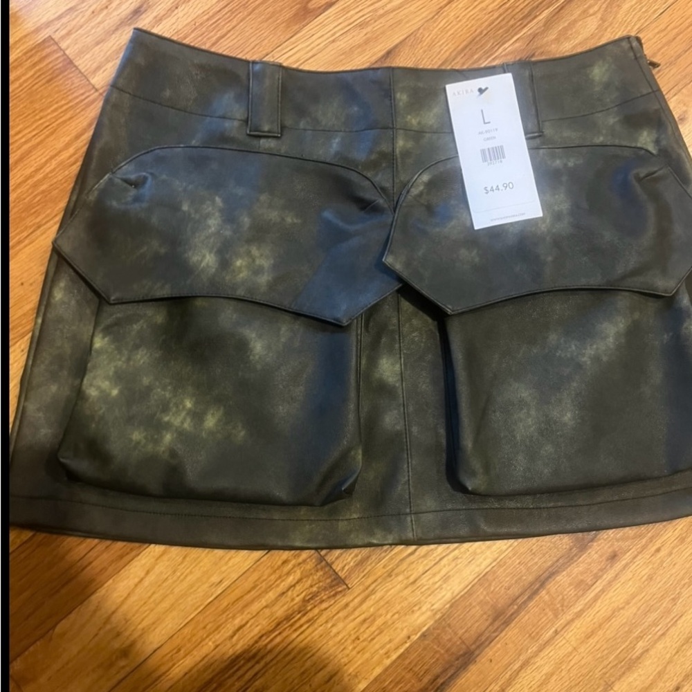 Cargo pleather mini skirt